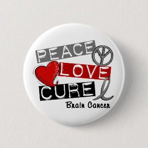 Badge Rond 5 Cm TRAITEMENT 1 d'AMOUR de PAIX de cancer du cerveau