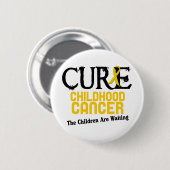 Badge Rond 5 Cm TRAITEMENT de conscience de Cancer d'enfance (Devant & derrière)