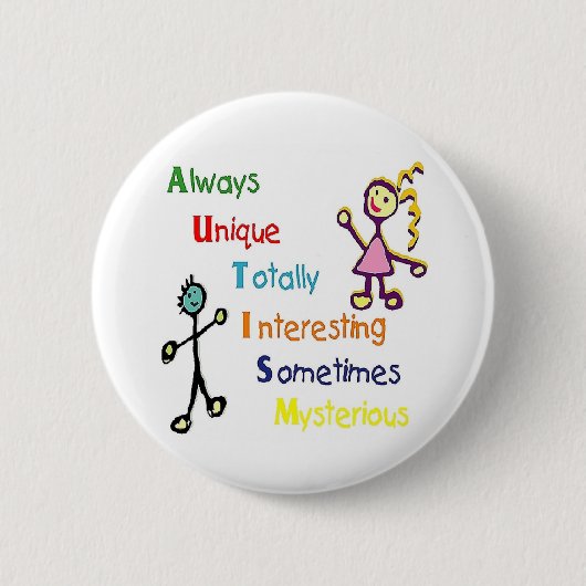 Badge Rond 5 Cm Traits d'autisme (Devant)
