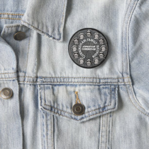 Badge Rond 5 Cm Tranche d'arbre avec cercles de photos de famille