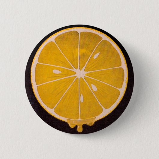 Badge Rond 5 Cm tranche de citron jaune vif (Devant)
