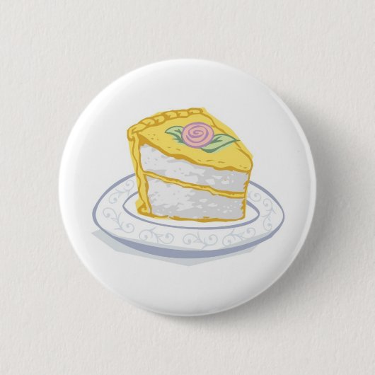 Badge Rond 5 Cm Tranche de gâteau avec glaçage jaune et rose (Devant)