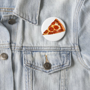 Badge Rond 5 Cm Tranche de pizza pepperoni classique de SlipperyJo