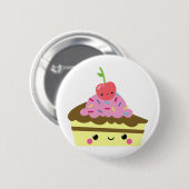 Badge Rond 5 Cm Tranche mignonne de gâteau de crème glacée de (Devant & derrière)