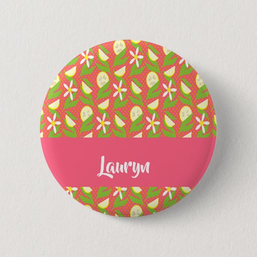 Badge Rond 5 Cm Tranches de citron sur pois (Devant)
