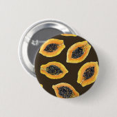 Badge Rond 5 Cm Tranches de Papaya sur brun foncé (Devant & derrière)