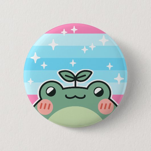 Badge Rond 5 Cm Trans Masculine LGBT Pride Drapeau Grenouille (Devant)