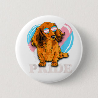 Badge Rond 5 Cm Transgenre Dachshund Rainbow Heart Pride LGBT Chie
