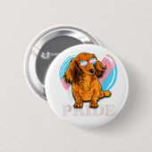 Badge Rond 5 Cm Transgenre Dachshund Rainbow Heart Pride LGBT Chie (Devant & derrière)