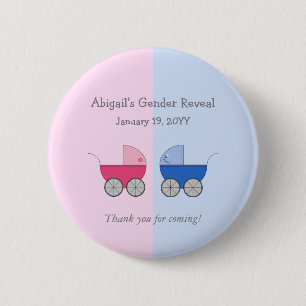 Badge Rond 5 Cm Transport de bébé rose et bleu Genre Révéler D