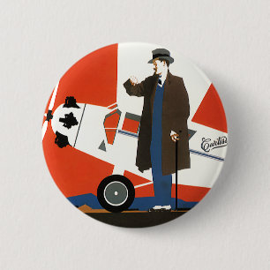 Badge Rond 5 Cm Transport vintage, Avion à hélice et pilote