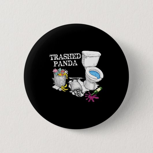 Badge Rond 5 Cm Trashed Panda Drunk Racoon Party Animal Meme Funny (Devant)