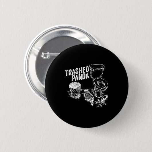 Badge Rond 5 Cm Trashed Panda Funny Drunk Racoon  (Devant & derrière)