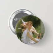 Badge Rond 5 Cm Travail interrompu par Bouguereau, Portrait d'ange (Devant & derrière)