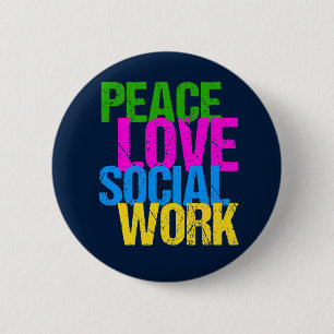 Badge Rond 5 Cm Travail social d'amour de paix