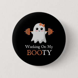 Badge Rond 5 Cm Travailler Mon Gros Boo-Ty Funny Halloween Gym Gho