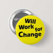 Badge Rond 5 Cm Travaillera pour le changement - conception (Devant & derrière)