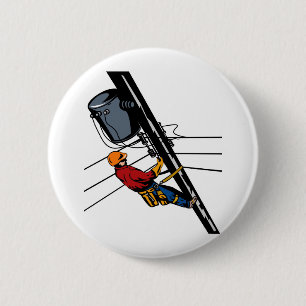 Badge Rond 5 Cm Travailleur électrique d'électricien de monteur