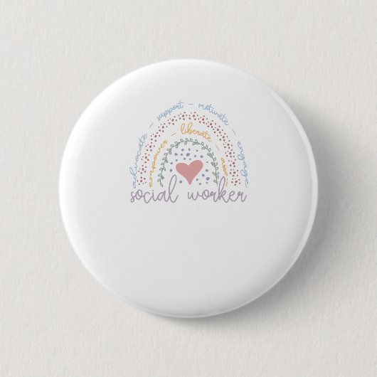Badge Rond 5 Cm Travailleur social Cute Rainbow (Devant)