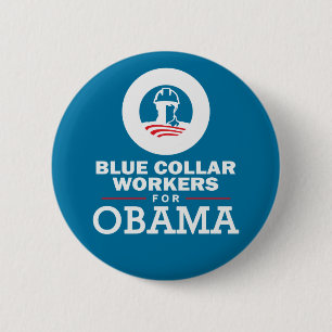 Badge Rond 5 Cm Travailleurs du col bleu pour Obama