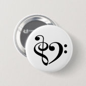 Badge Rond 5 Cm Treble Clef Bass Clef Heart Music Lover (Devant & derrière)