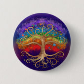 Badge Rond 5 Cm Tree of life Golden Swirl and Rainbow (Devant)