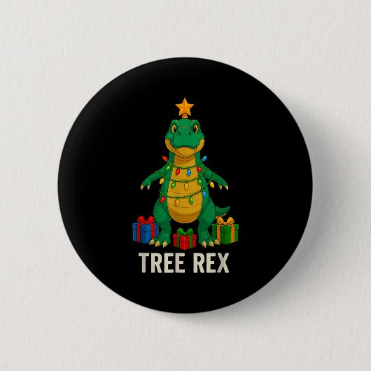 Badge Rond 5 Cm Tree Rex Funny Dinosaur Christmas (Devant)