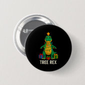 Badge Rond 5 Cm Tree Rex Funny Dinosaur Christmas (Devant & derrière)