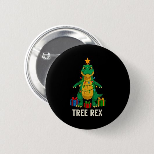 Badge Rond 5 Cm Tree Rex Funny Dinosaur Christmas  (Devant & derrière)