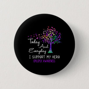 Badge Rond 5 Cm Tree Ribbon I Support My Hero Epilepsie Awareness