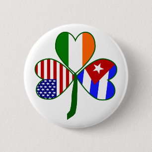 Badge Rond 5 Cm Trèfle américano-cubain irlandais