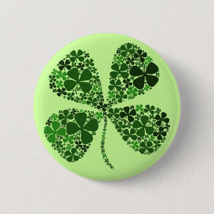 Badge Rond 5 Cm Trèfle infiniment chanceux de 4 feuilles