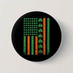 Badge Rond 5 Cm Trèfles de drapeau américain de la St Patrick Irla