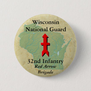 Badge Rond 5 Cm trente-deuxième L'infanterie avec le Wisconsin