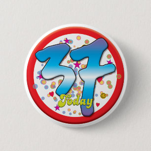 Badge Rond 5 Cm trente-septième Anniversaire aujourd'hui