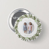 Badge Rond 5 Cm Très Joyeux pin et fleurs hiver Wreath Noël (Devant & derrière)