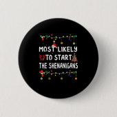 Badge Rond 5 Cm Très Probable À Noël Chemise Drôle Matching Fami (Devant)
