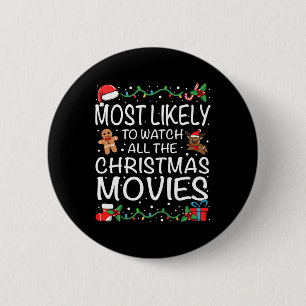 Badge Rond 5 Cm Très Probable De Regarder Les Films De Noël Famill