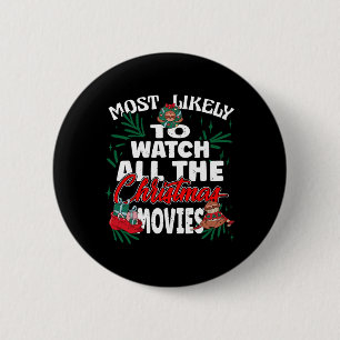 Badge Rond 5 Cm Très Probable De Voir Tous Les Films De Noël Fami