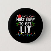 Badge Rond 5 Cm Très Probablement Obtenir Lit Noël Noël Noël Famil (Devant)