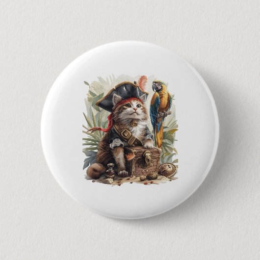 Badge Rond 5 Cm Trésor de chat pirate (Devant)