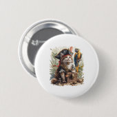 Badge Rond 5 Cm Trésor de chat pirate (Devant & derrière)
