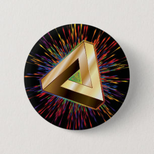 Badge Rond 5 Cm Triangle d'or cosmique Illusion hypnotique
