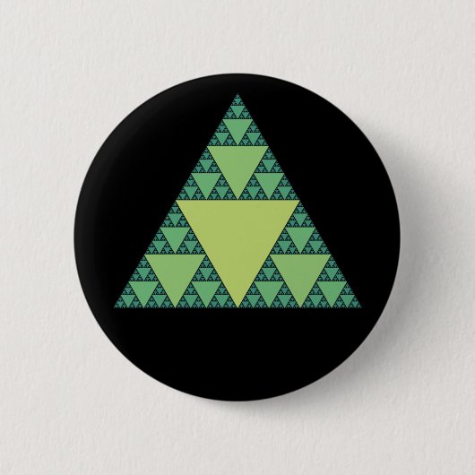 Badge Rond 5 Cm Triangle Sierpinski dans les tons verts (Devant)