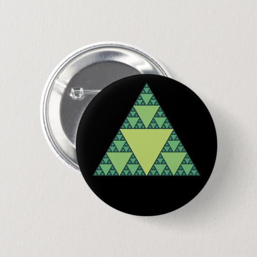 Badge Rond 5 Cm Triangle Sierpinski dans les tons verts (Devant & derrière)