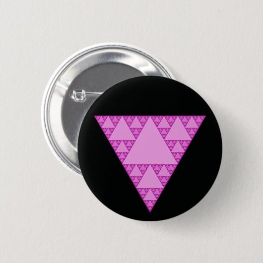 Badge Rond 5 Cm Triangle Sierpinski en triangle rose LGBTQ+ (Devant & derrière)