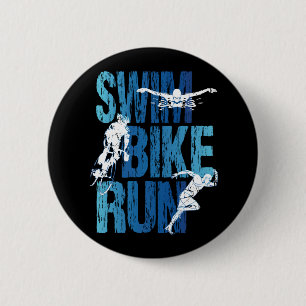Badge Rond 5 Cm Triathlon - Course à vélo de natation
