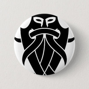 Badge Rond 5 Cm Tribal du masque d'Odin (noir)