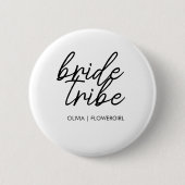 Badge Rond 5 Cm Tribe de mariée | Fleur Mariage Fille Moderne (Devant)