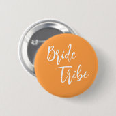 Badge Rond 5 Cm Tribu de la mariée orange mariage blanc (Devant & derrière)